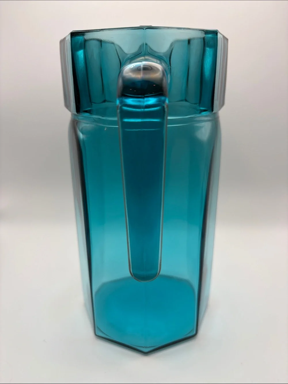 VTG IKEA Pasabache Teal Glass Pitcher 40oz Octagonal